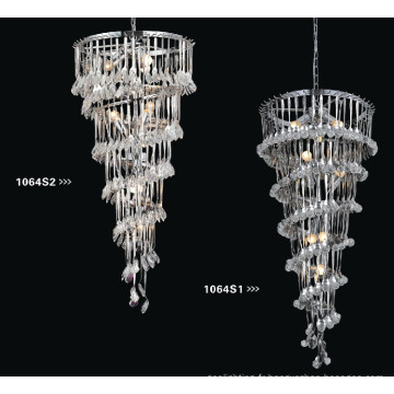 Luminaire chandelier en cristal et en acier au chrome de luxe (1064S1)